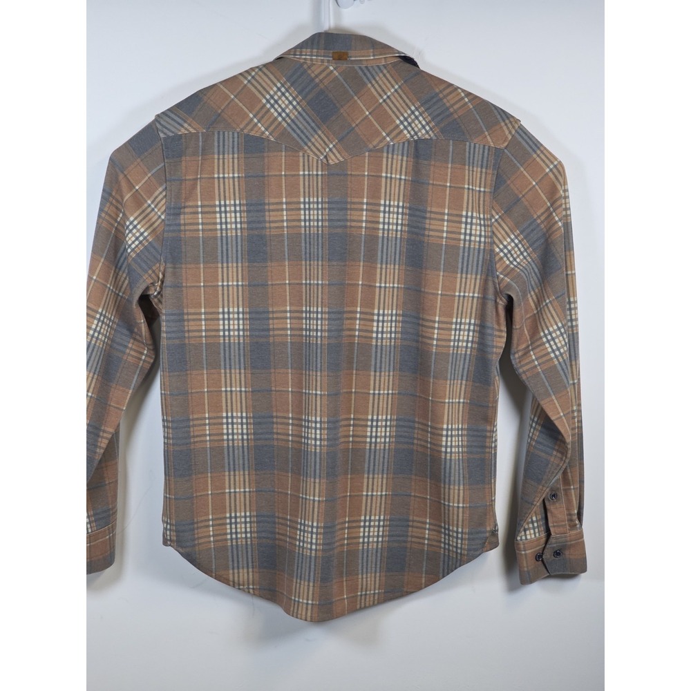 Fundamental Coast Mens Medium Plaid Long Sleeve Button Up Shirt Brown Casual - Picture 4 of 10